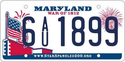 MD license plate 6AU1899
