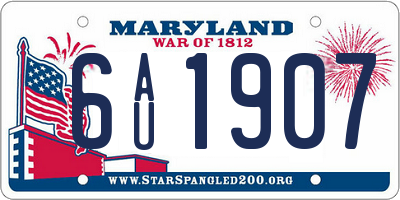 MD license plate 6AU1907