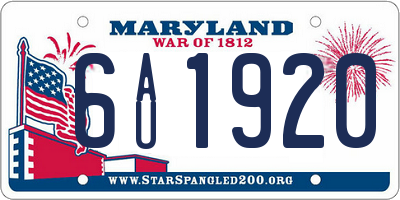 MD license plate 6AU1920