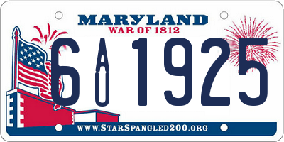 MD license plate 6AU1925
