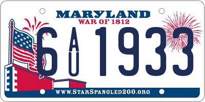 MD license plate 6AU1933