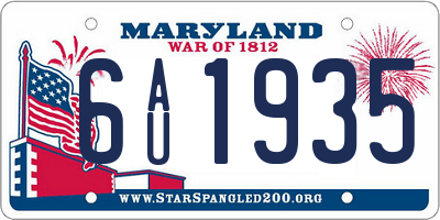 MD license plate 6AU1935