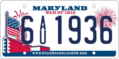 MD license plate 6AU1936