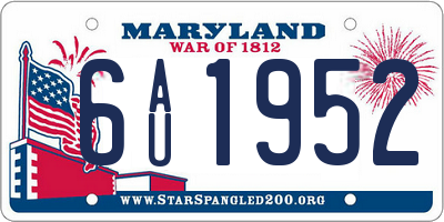 MD license plate 6AU1952