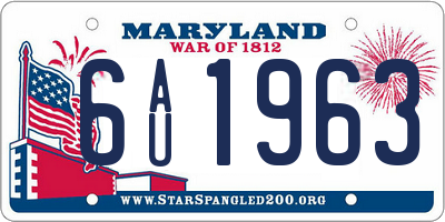 MD license plate 6AU1963