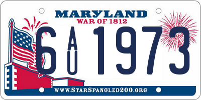 MD license plate 6AU1973