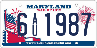 MD license plate 6AU1987