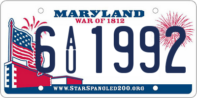 MD license plate 6AU1992