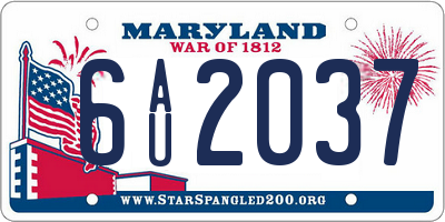 MD license plate 6AU2037