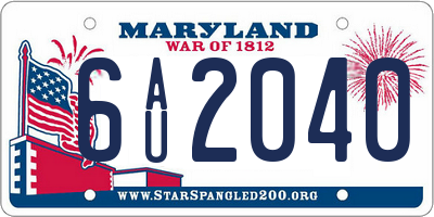 MD license plate 6AU2040