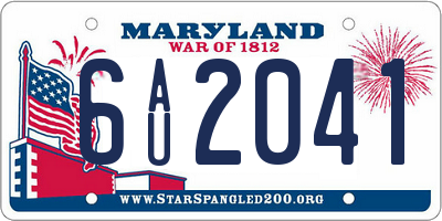 MD license plate 6AU2041