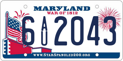 MD license plate 6AU2043