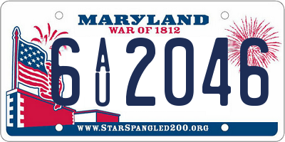 MD license plate 6AU2046