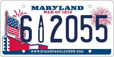 MD license plate 6AU2055
