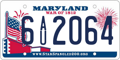 MD license plate 6AU2064