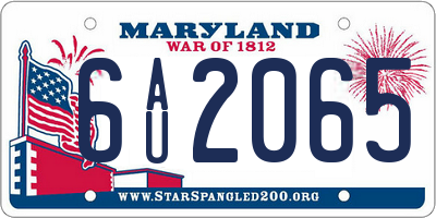 MD license plate 6AU2065