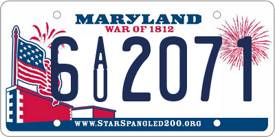 MD license plate 6AU2071