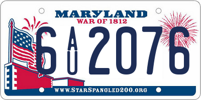 MD license plate 6AU2076