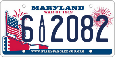MD license plate 6AU2082