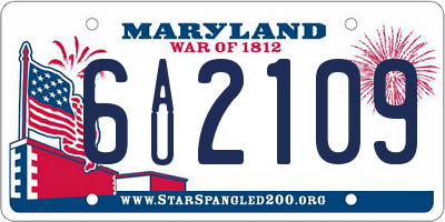 MD license plate 6AU2109