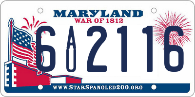 MD license plate 6AU2116