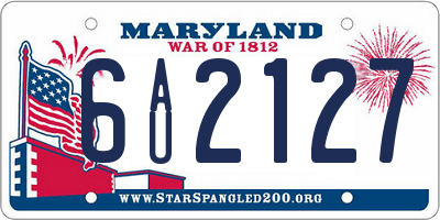 MD license plate 6AU2127