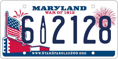 MD license plate 6AU2128