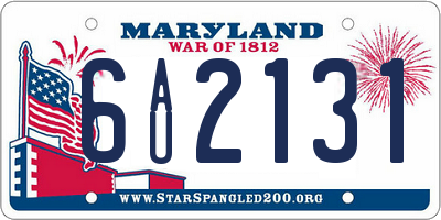 MD license plate 6AU2131