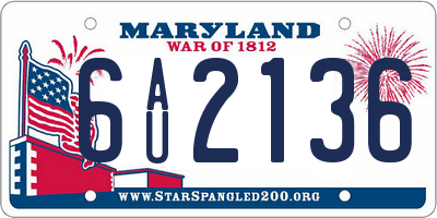 MD license plate 6AU2136