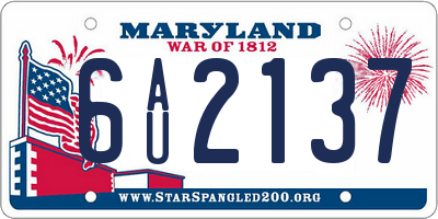 MD license plate 6AU2137