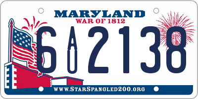 MD license plate 6AU2138