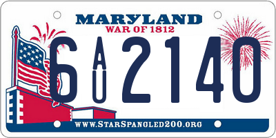MD license plate 6AU2140