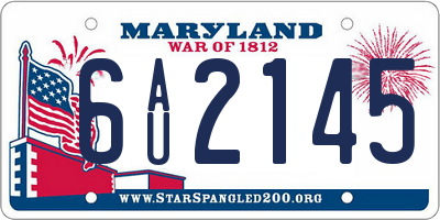 MD license plate 6AU2145
