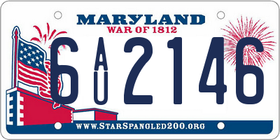MD license plate 6AU2146