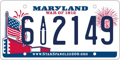 MD license plate 6AU2149