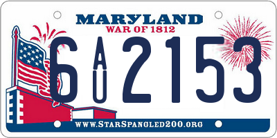 MD license plate 6AU2153