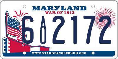 MD license plate 6AU2172