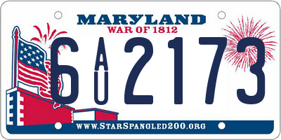 MD license plate 6AU2173
