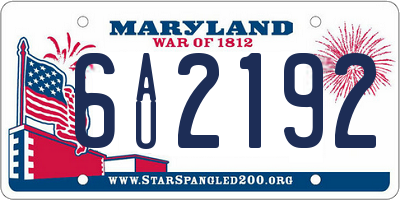 MD license plate 6AU2192