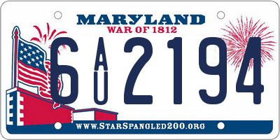 MD license plate 6AU2194