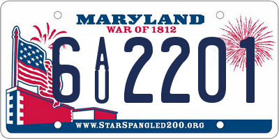 MD license plate 6AU2201