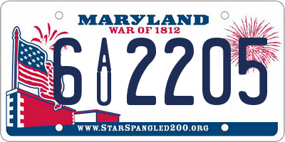 MD license plate 6AU2205
