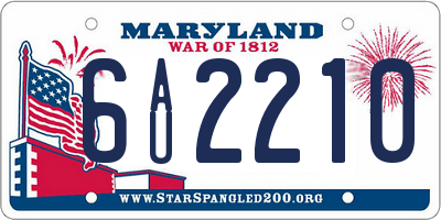 MD license plate 6AU2210