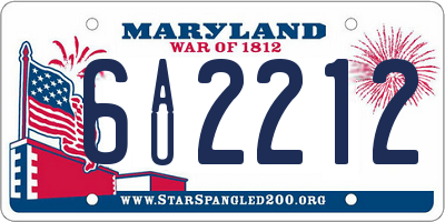 MD license plate 6AU2212