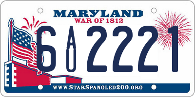 MD license plate 6AU2221