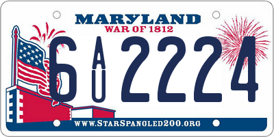 MD license plate 6AU2224