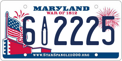 MD license plate 6AU2225