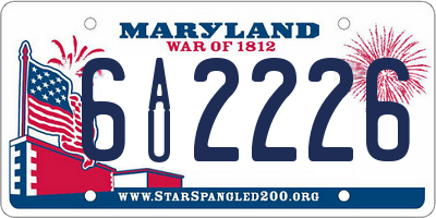 MD license plate 6AU2226
