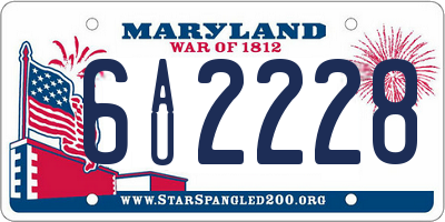 MD license plate 6AU2228