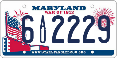 MD license plate 6AU2229
